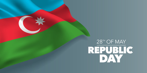 Azerbaijan happy republic day greeting card, banner with template text vector illustration