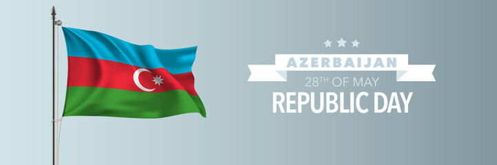 Azerbaijan happy republic day greeting card, banner vector illustration