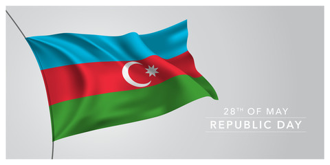 Azerbaijan happy republic day greeting card, banner, horizontal vector illustration