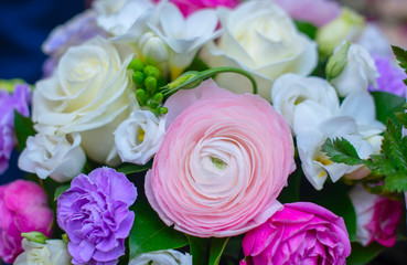bouquet of ranunculus and roses