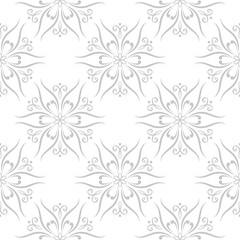 Floral seamless background. Gray pattern on white