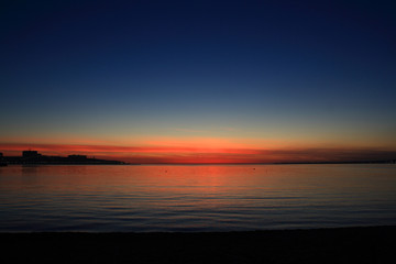 Beautiful twilight with sunset on the Black sea.