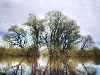 The spring high-water season on river