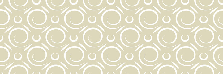 Fototapeta premium Geometric seamless round pattern. White design on long olive green background
