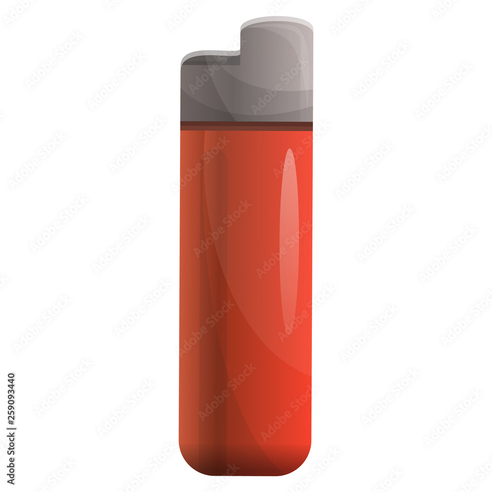 Poster red cigarette lighter icon. cartoon of red cigarette lighter vector icon for web design isolated on 