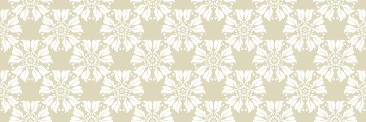 Floral seamless olive green background. With white flowers pattern