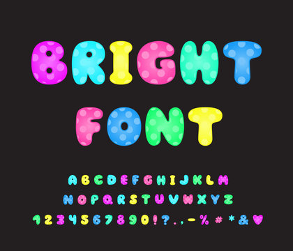 Colorful Alphabet bright colors. Vector letters and numbers