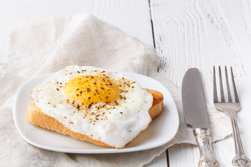 typical breakfast with toast in hotel