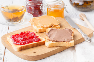 typical high-calorie breakfast with toast