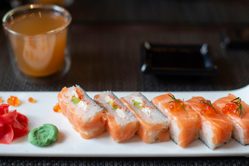 rolls with salmon
