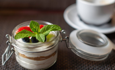 mascarpone dessert in a glass jar