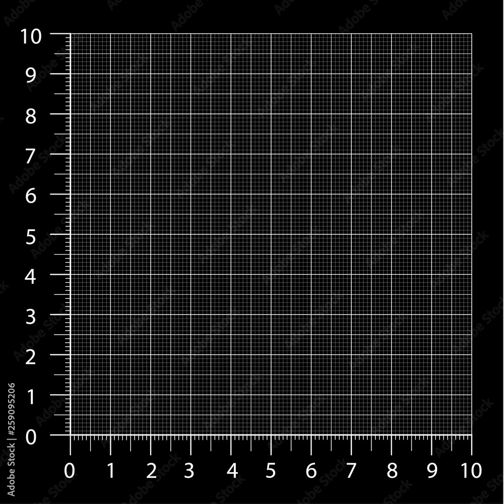 Aufkleber measured grid. graph plotting grid. corner ruler with sets of measurement numbers isolated on the bl