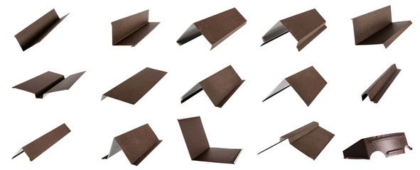 The fittings used at a house roof. Metal tile. Isolated on white background