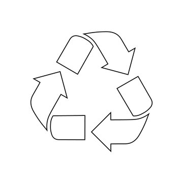 Recycle Icon Vector in Flat Design & Line Art Style on White Isolated background. EPS 10.