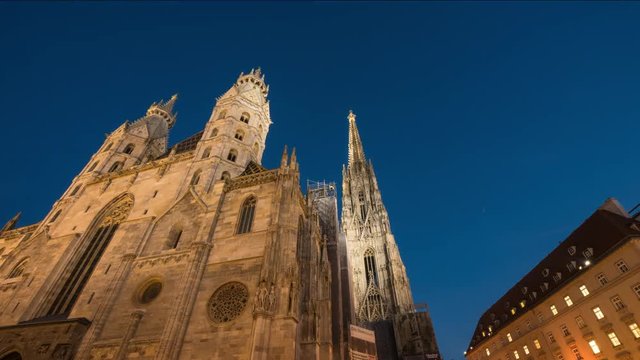 Hyperlapse / Moving timelapse of Stephansdom with day to night transition