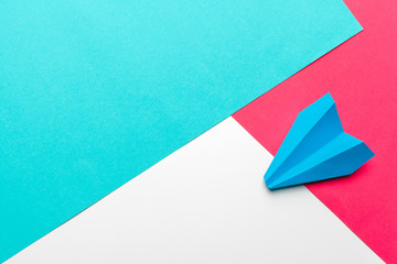 Business leadership ,financial concept. Blue paper plane
