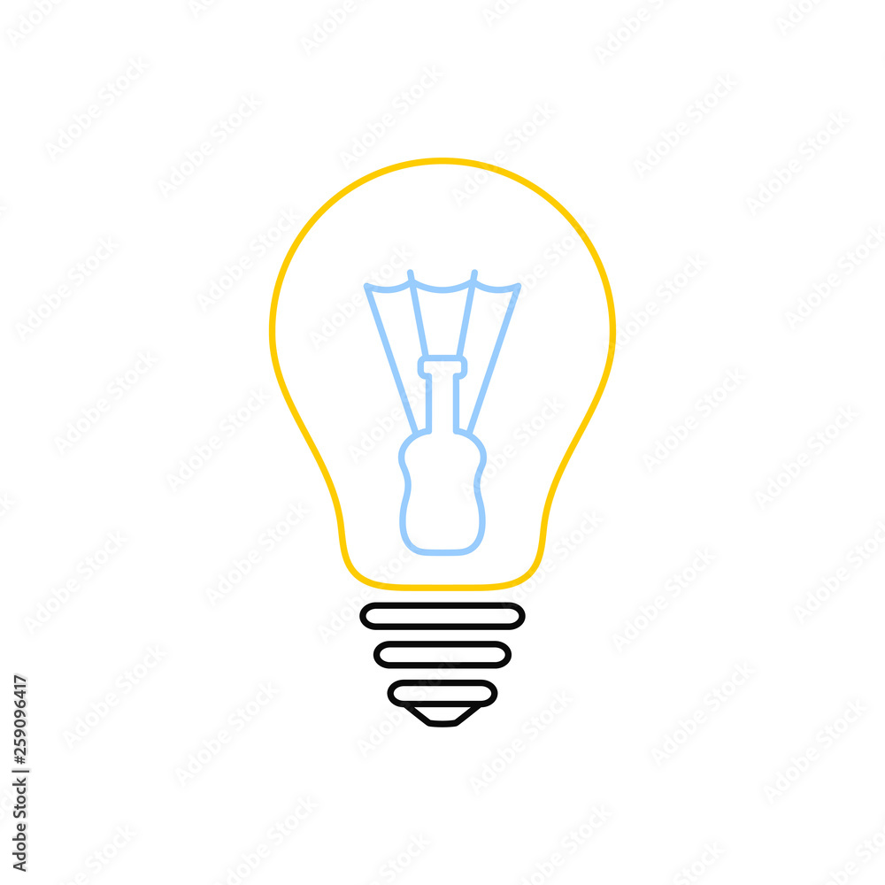 Poster light bulb thin line icon, idea and creativity symbol isolated on white background