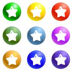 Star xmas icons vector 9 color set isolated on white background for any web design