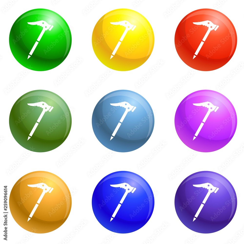 Poster ice axe icons vector 9 color set isolated on white background for any web design