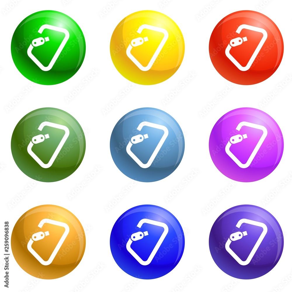 Poster carabine tool icons vector 9 color set isolated on white background for any web design