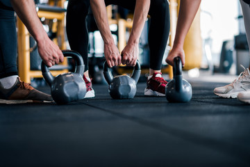 Weightlifting, fitness, sports and people concept, copy space.