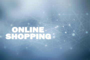 2d rendering e-shopping concept, shopping bag with online shopping