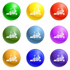 Chair lawn mower icons vector 9 color set isolated on white background for any web design 