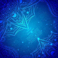 Blue Indian Vintage Ornament. Vector illustration for your business presentation