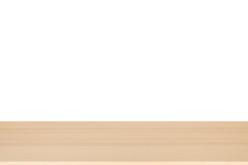 Wood table top isolated on white background