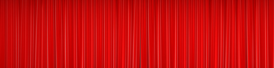Red closed curtain with beautiful folds
