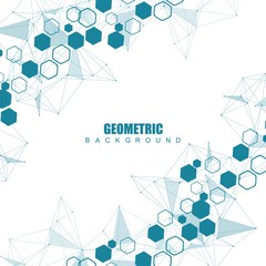 Geometric abstract background with connected line and dots. Structure molecule and communication. Scientific concept for your design. Medical, technology, science background. Vector illustration.