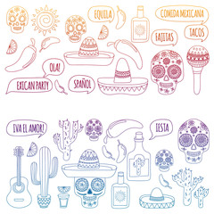 Mexico vector pattern. Day of the Dead. Icons for posters, banners, backgrounds.