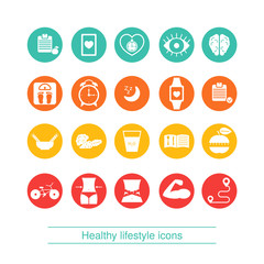 Healthy lifestyle and and health care icon set