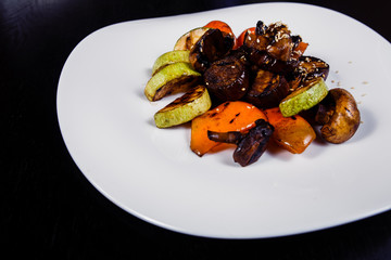Grilled vegetables in a cast iron grilling pan