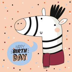 Romantic and lovely baby shower card for girl and boys. Cute animal illustration. Vector. Good for decoration children's party, posters; invitations; cards and nursery decor. Scandinavian kids