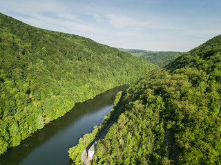 Fototapeta premium Aerial view to Bukk Mountains National Park, Hungary
