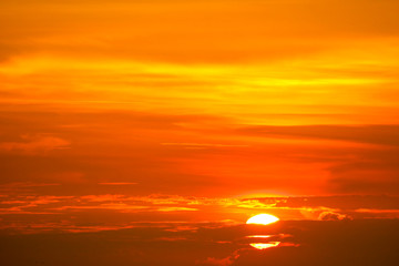 last light of sunset on sky and silhouette red cloud