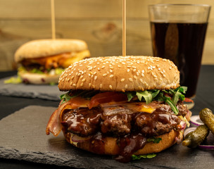 Fresh & Tasty Beff Burger with Bacon - Fast Food