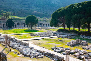 Obraz premium Ephesus ancient city Ephesus which was established as a port, was used to be the most important commercial centre. Ephesus in the UNESCO World Heritage List