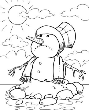 Melting Snowman Drawing