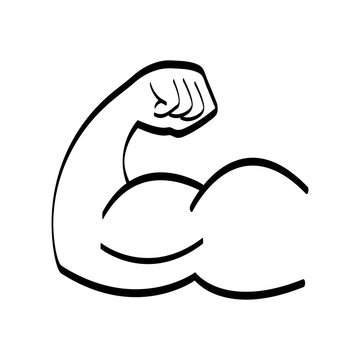 recommend clip art: Arm with big muscles like bodybuilders have black and white