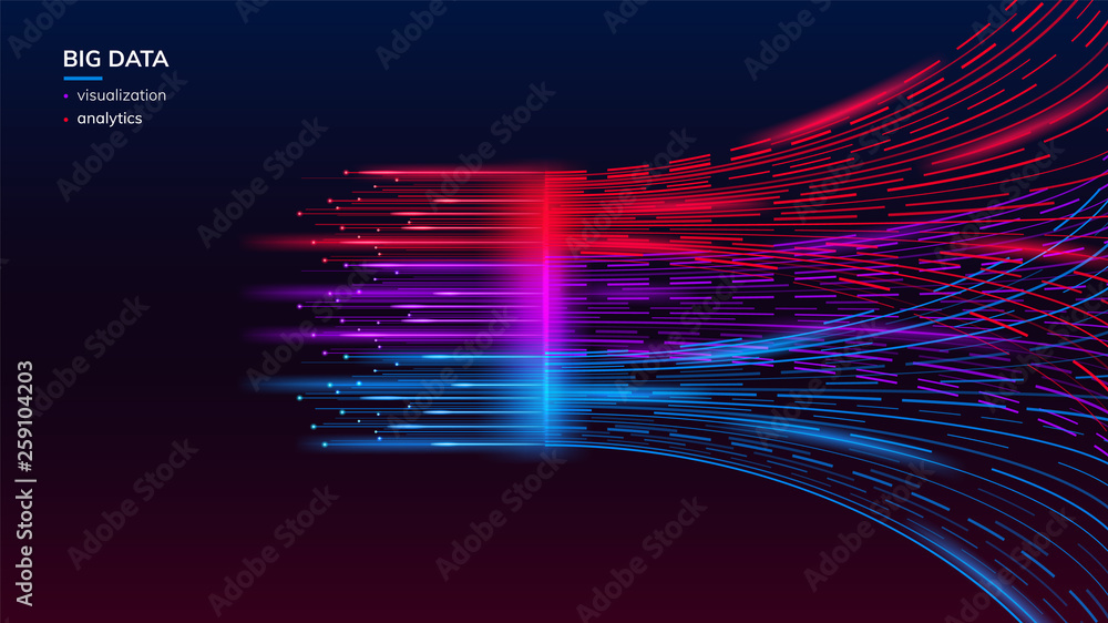 Leinwandbilder Fractal elements with lines for big data analysis visualization. Complex bigdata connection or abstract futuristic technology. Information connection wallpaper. Data array visual concept. Analyze