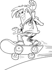 Teen boy riding on skateboard