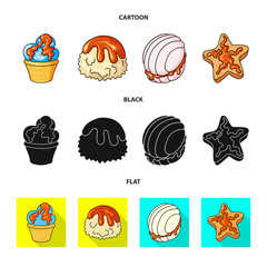Vector illustration of confectionery and culinary sign. Collection of confectionery and product stock vector illustration.