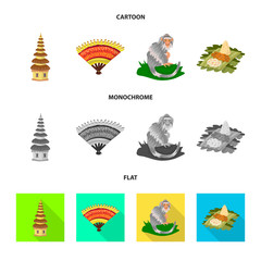 Vector illustration of  and travel logo. Set of  and traditional stock vector illustration.