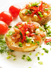 Stuffed potato halfs