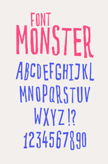 Cheerful friendly font. The letters are all separately. Set of letters of the English alphabet. Latin characters. Hipster comic style. Font for cafes, shops and promotions.