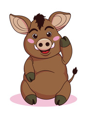 Cute boars cartoon flat style. vector illustration.