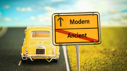Street Sign Modern versus Ancient