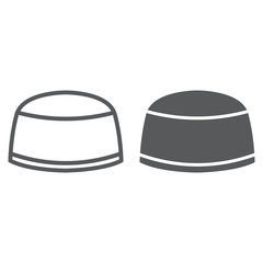 Muslim cap line and glyph icon, arabic and islam, turkish hat sign, vector graphics, a linear pattern on a white background.